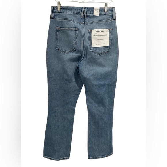 NWT Good American Good Boy High Rise Straight Leg Distressed Jeans - Size 28 - Picture 2 of 9
